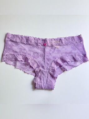 Victoria’s Secret Lace Cheeky Panty Purple Lavender Floral Heart NWT L